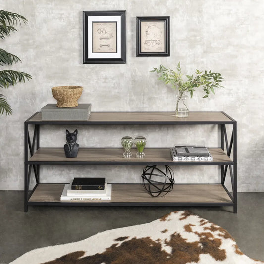Rustic Driftwood And Metal 3-Shelf Bookcase - todaysshoptopic