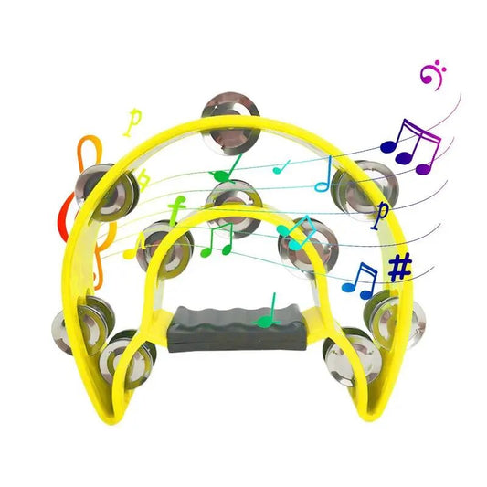 Musical Tambourine Handbell With Double Row Jingles Bell Instruments For Kids Adults