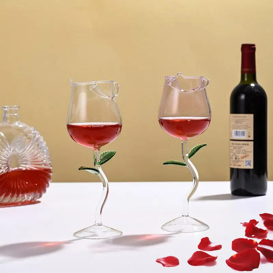1Pc Rose Flower Wine Glass