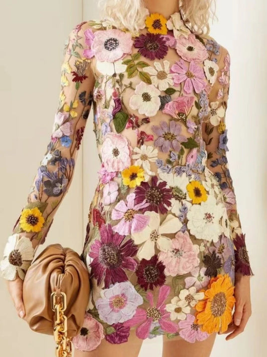 Elegant Flower Lace Applique Dresses